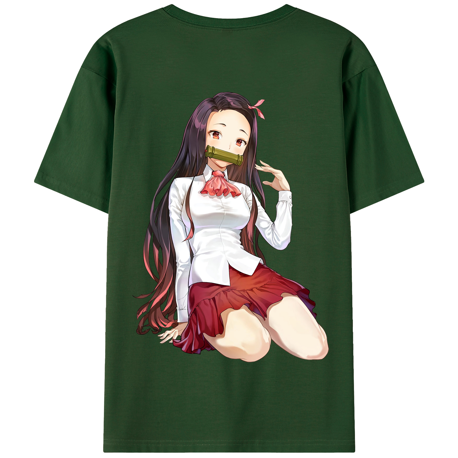 （画像用） 鬼滅の刃（きめつのやいば）竈門 禰󠄀豆子／かまど ねずこ Kamado Nezuko 綿100％半袖Tシャツ（背面プリント）